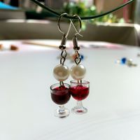 1 Pair Novelty Wine Glass Imitation Pearl Plastic Resin Women's Earrings sku image 4