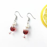 1 Pair Novelty Wine Glass Imitation Pearl Plastic Resin Women's Earrings sku image 1