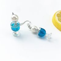 1 Pair Novelty Wine Glass Imitation Pearl Plastic Resin Women's Earrings sku image 2
