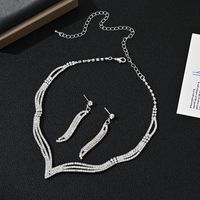 Mode Einfarbig Strass Diamant Ohrringe Halskette main image 4