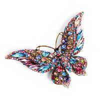 Rétro Papillon Alliage Incruster Diamant Artificiel Cristal Femmes Broches sku image 2