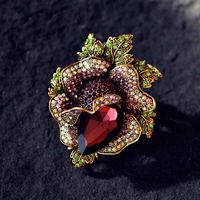 Retro Flower Alloy Inlay Artificial Gemstones Crystal Women's Brooches sku image 1