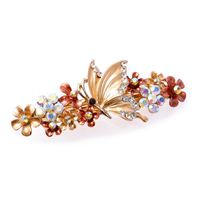 Retro Flower Butterfly Alloy Inlay Artificial Gemstones Hair Clip 1 Piece main image 3