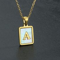 Fashion Letter Stainless Steel Inlay Shell Pendant Necklace 1 Piece main image 4