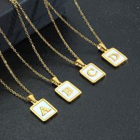 Fashion Letter Stainless Steel Inlay Shell Pendant Necklace 1 Piece main image 1