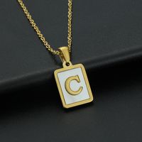 Fashion Letter Stainless Steel Inlay Shell Pendant Necklace 1 Piece sku image 3