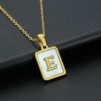 Fashion Letter Stainless Steel Inlay Shell Pendant Necklace 1 Piece sku image 5