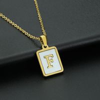 Fashion Letter Stainless Steel Inlay Shell Pendant Necklace 1 Piece sku image 6