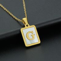 Fashion Letter Stainless Steel Inlay Shell Pendant Necklace 1 Piece sku image 7