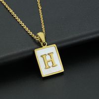 Fashion Letter Stainless Steel Inlay Shell Pendant Necklace 1 Piece sku image 8