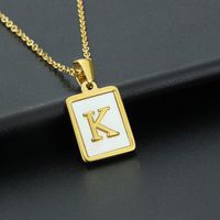 Fashion Letter Stainless Steel Inlay Shell Pendant Necklace 1 Piece sku image 11