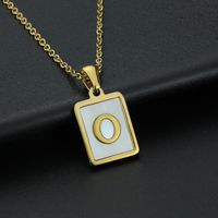Fashion Letter Stainless Steel Inlay Shell Pendant Necklace 1 Piece sku image 15