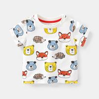 Fashion Stripe Bear Patchwork 100% Cotton Spandex T-shirts & Shirts sku image 1