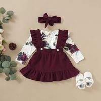 Fashion Flower Bow Knot Button Girls Clothing Sets main image 3