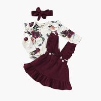 Fashion Flower Bow Knot Button Girls Clothing Sets main image 6
