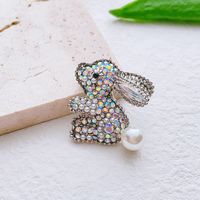 Cute Rabbit Alloy Inlay Artificial Pearls Rhinestones Women's Brooches sku image 1