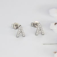 Fashion Letter Copper Inlay Zircon Ear Studs 1 Pair main image 3