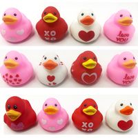 Cute Cartoon Heart Pattern Valentine's Day Small Yellow Duck Vinyl Water Toys main image 2
