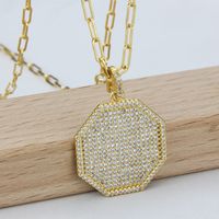 Fashion Geometric Copper Plating Zircon Pendant Necklace 1 Piece main image 2