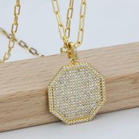 Mode Géométrique Le Cuivre Placage Zircon Pendentif 1 Pièce main image 2