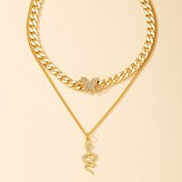 1 Pieza Moda Serpiente Mariposa Aleación Enchapado Diamantes De Imitación Mujeres Collares En Capas main image 5
