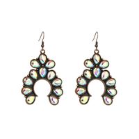 1 Pair Vintage Style Water Droplets Alloy Plating Inlay Glass Women's Drop Earrings main image 3