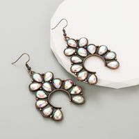 1 Pair Vintage Style Water Droplets Alloy Plating Inlay Glass Women's Drop Earrings main image 5