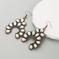 1 Pair Vintage Style Water Droplets Alloy Plating Inlay Glass Women's Drop Earrings main image 4
