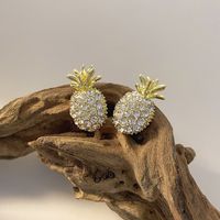 1 Pair Cute Pineapple Alloy Inlay Zircon Women's Ear Studs main image 1