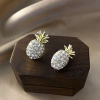 1 Pair Cute Pineapple Alloy Inlay Zircon Women's Ear Studs main image 2
