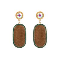 1 Pair Retro Oval Leopard Alloy Plating Inlay Beads Gold Plated Women's Drop Earrings main image 5