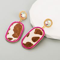 1 Pair Retro Oval Leopard Alloy Plating Inlay Beads Gold Plated Women's Drop Earrings main image 11