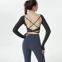 Sports Solid Color Artificial Cotton Round Neck Backless Active Tops Crop Top sku image 1