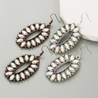 1 Pair Elegant Oval Plating Inlay Alloy Glass Drill Silver Plated Ear Hook main image 1