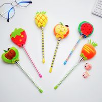 Cute Plush Fruit Carrot Cartoon Pen Black Transparent Ball Pen Office Supplies main image 4