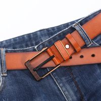 Retro Solid Color Pu Leather Alloy Men's Leather Belts 1 Piece main image 2