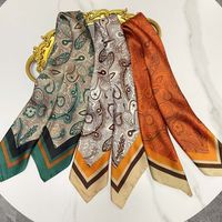 Bufandas De Seda Estampadas Con Bloques De Color Estilo Étnico Para Mujer main image 3