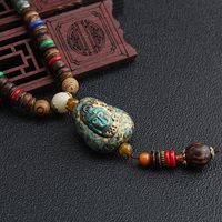 1 Piece Ethnic Style Round Wood Soft Clay Copper Beaded Unisex Necklace main image 5