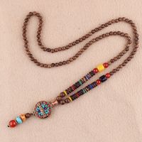 1 Stück Ethnischer Stil Runden Holz Weichen Lehm Kupfer Perlen Unisex Halskette sku image 4