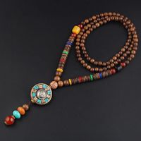 1 Piece Ethnic Style Round Wood Soft Clay Copper Beaded Unisex Necklace sku image 1