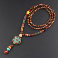 1 Stück Ethnischer Stil Runden Holz Weichen Lehm Kupfer Perlen Unisex Halskette sku image 8