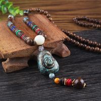 1 Stück Ethnischer Stil Runden Holz Weichen Lehm Kupfer Perlen Unisex Halskette sku image 6