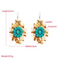 1 Pair Elegant Leopard Plating Inlay Pu Leather Alloy Turquoise Silver Plated Ear Hook main image 2