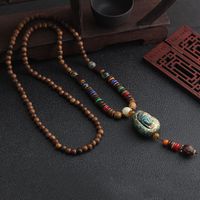 1 Piece Ethnic Style Round Wood Soft Clay Copper Beaded Unisex Necklace main image 2