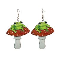 1 Pair Fashion Mushroom Frog Wood Patchwork Women's Drop Earrings main image 5