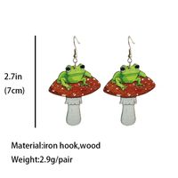 1 Pair Fashion Mushroom Frog Wood Patchwork Women's Drop Earrings main image 4