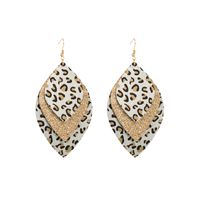 1 Pair Elegant Leaf Leopard Plating Inlay Pu Leather Alloy None Gold Plated Ear Hook sku image 1