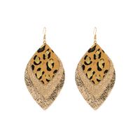 1 Pair Elegant Leaf Leopard Plating Inlay Pu Leather Alloy None Gold Plated Ear Hook sku image 2