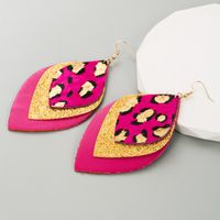 1 Pair Elegant Leaf Leopard Plating Inlay Pu Leather Alloy None Gold Plated Ear Hook main image 4