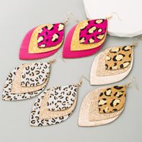 1 Pair Elegant Leaf Leopard Plating Inlay Pu Leather Alloy None Gold Plated Ear Hook main image 1